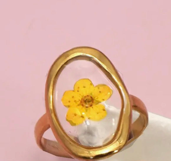 14k Gold Plated Non Tarnishing Yellow Flower Ring