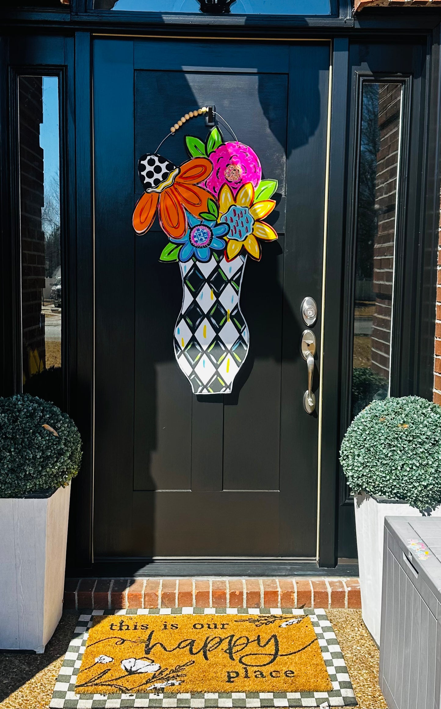 Vase of Colorful Flowers Door Hanger