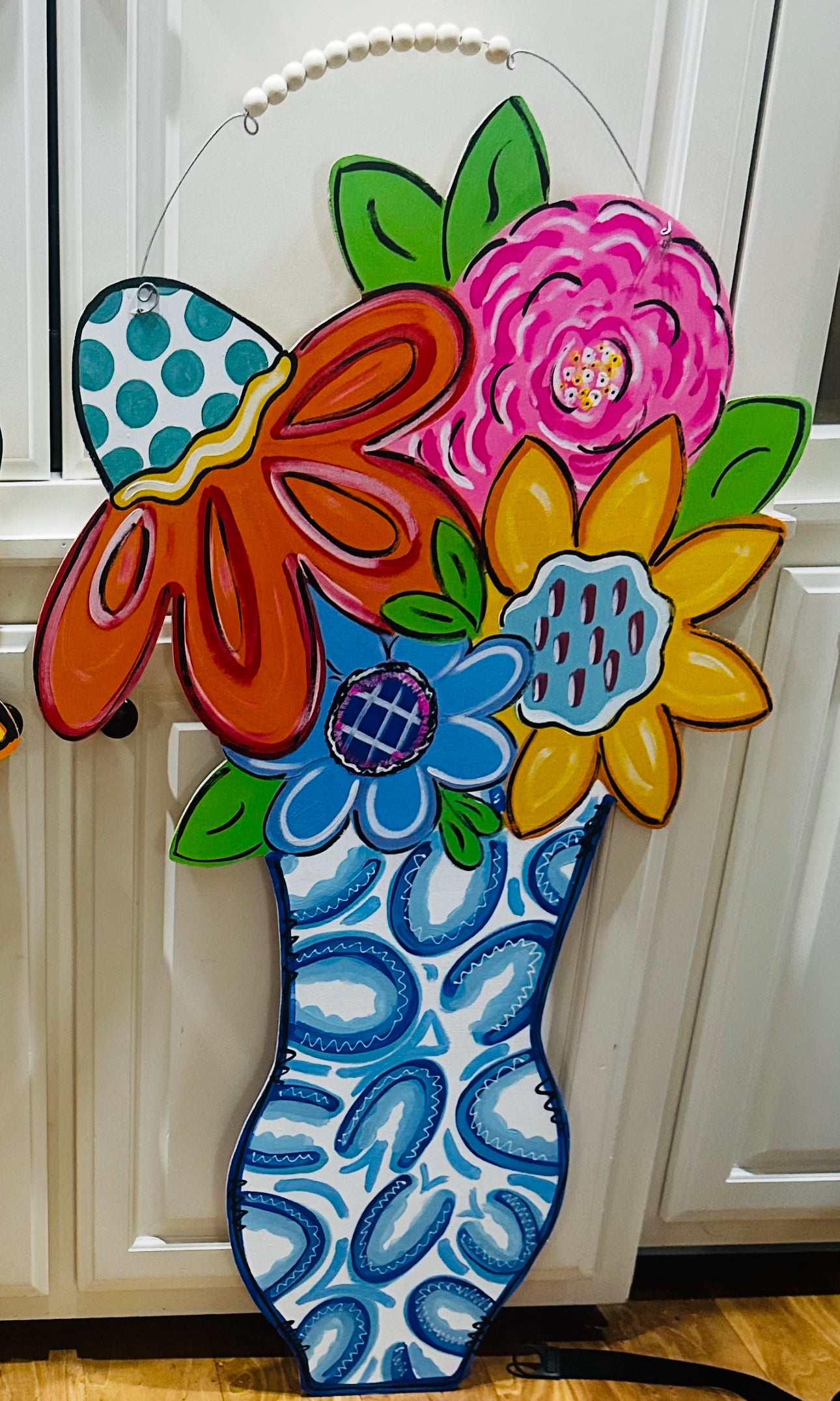Vase of Colorful Flowers Door Hanger