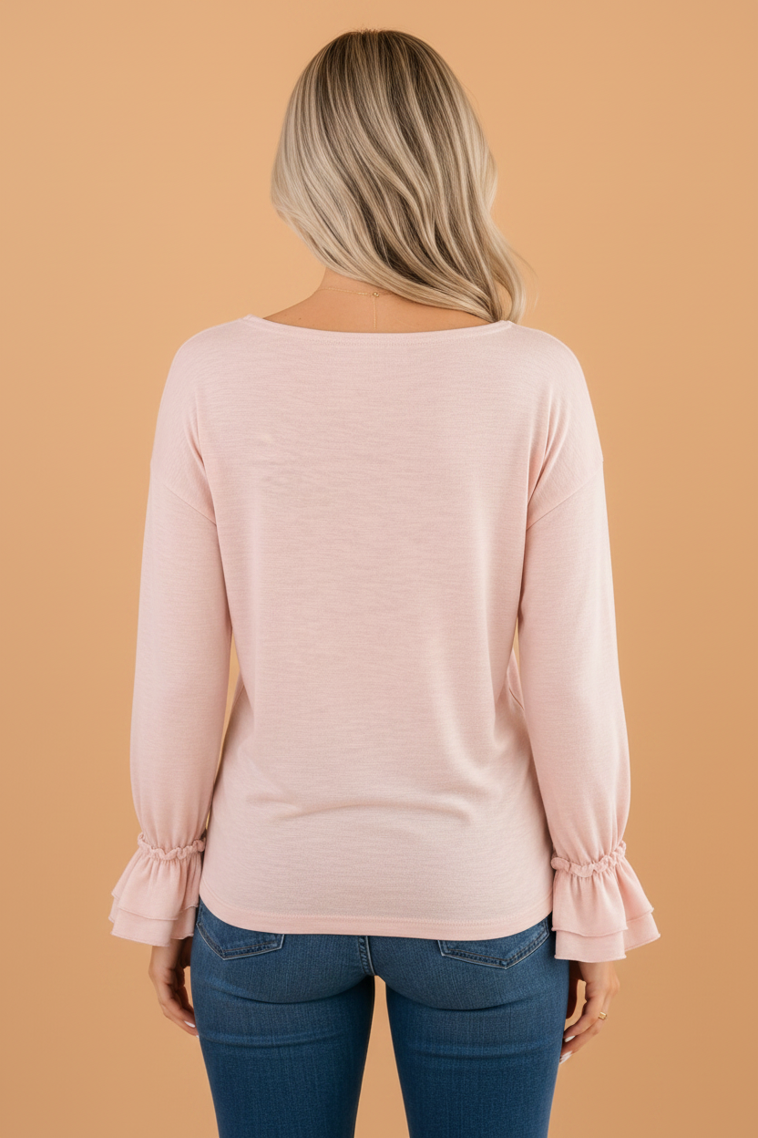 PRETTY BASH Ruffle Cuff Long Sleeve Elegant Top