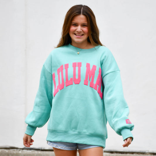 LuLu Mac Sweatshirt Mint/Hot Pink Puff