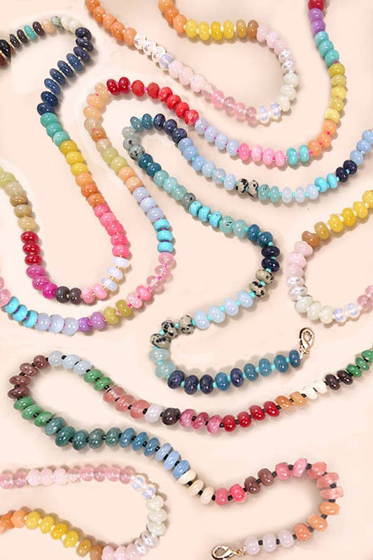 NATURAL AGATE GLASS SEMI PRECIOUS BEAD NECKLACE