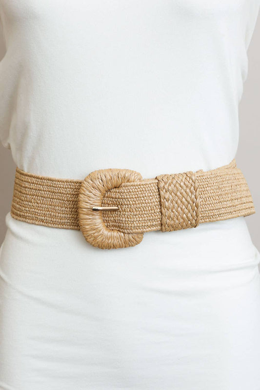 Stretchable Raffia Belt – Eco-Friendly Fashion 🌾