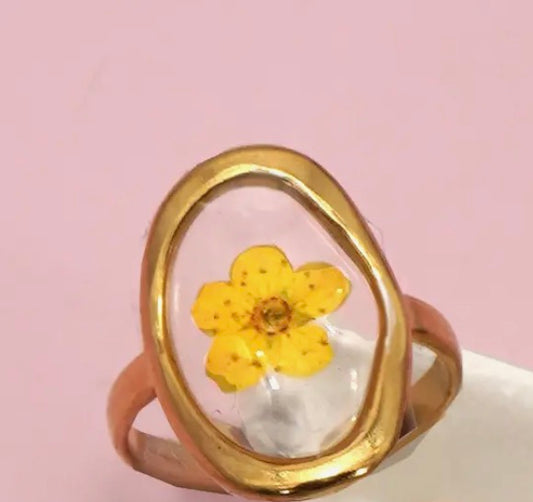 14k Gold Plated Non Tarnishing Yellow Flower Ring