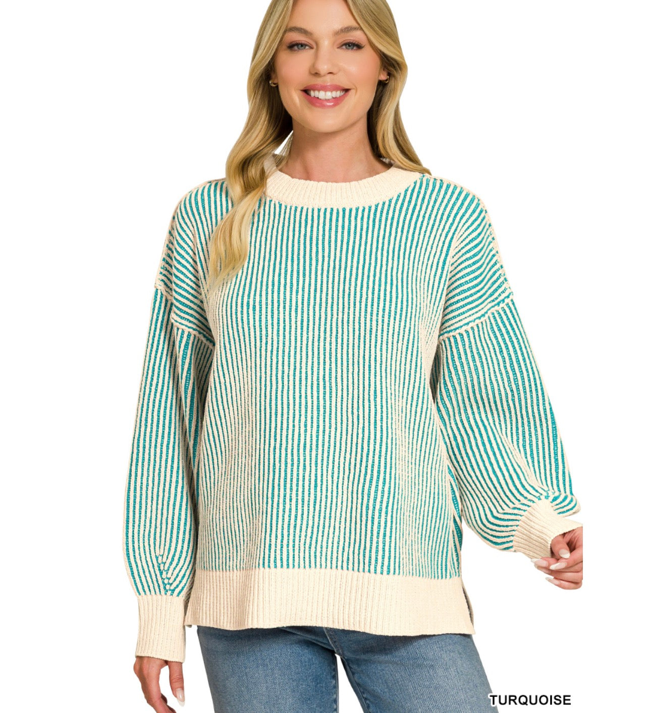 TWO TONE CREWNECK SWEATER