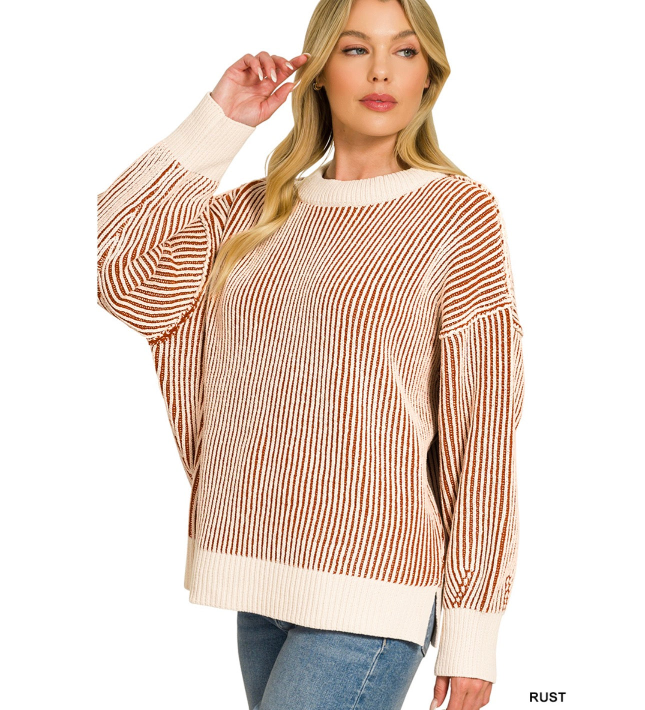 TWO TONE CREWNECK SWEATER