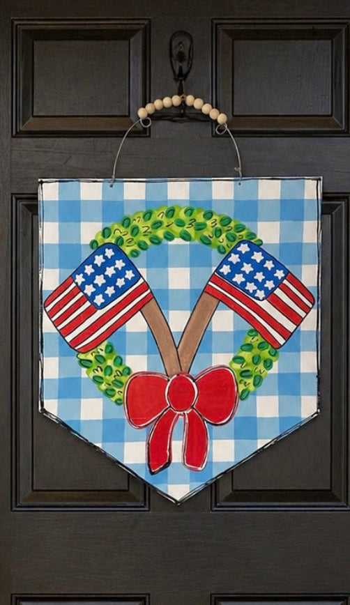 Flag Wreath Door Hanger