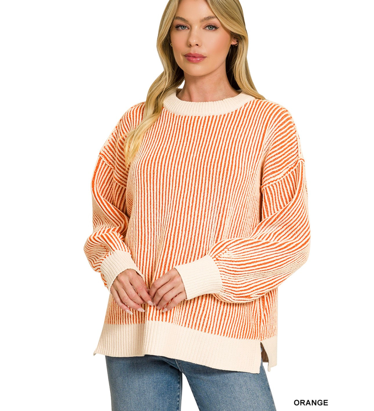 TWO TONE CREWNECK SWEATER
