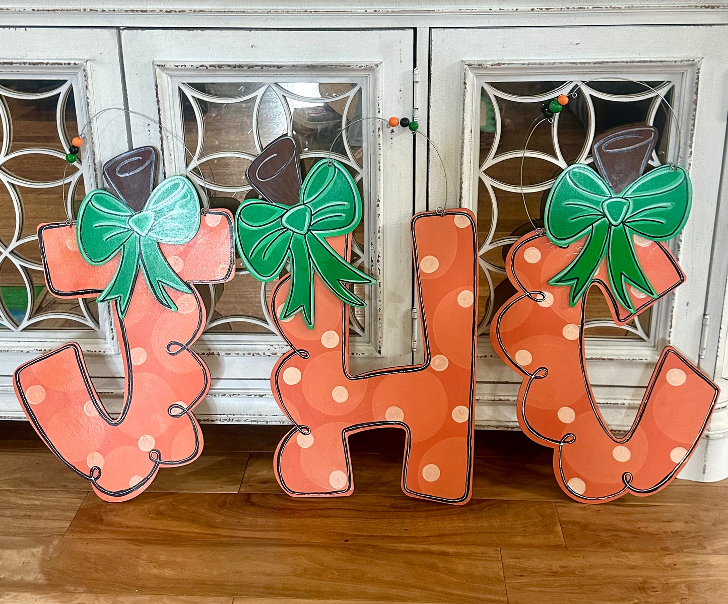 Pumpkin Initial Door Hanger
