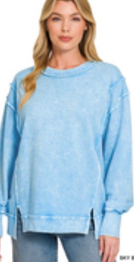 Halo Washed F/Terry Exposed Seam Sweatshirt