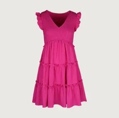 V Neck Ruffled Tiered Mini Dress