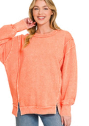 Halo Washed F/Terry Exposed Seam Sweatshirt