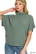 MOCK NECK SIDE SHIRRED SWEATER