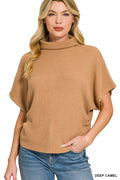 MOCK NECK SIDE SHIRRED SWEATER