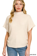 MOCK NECK SIDE SHIRRED SWEATER