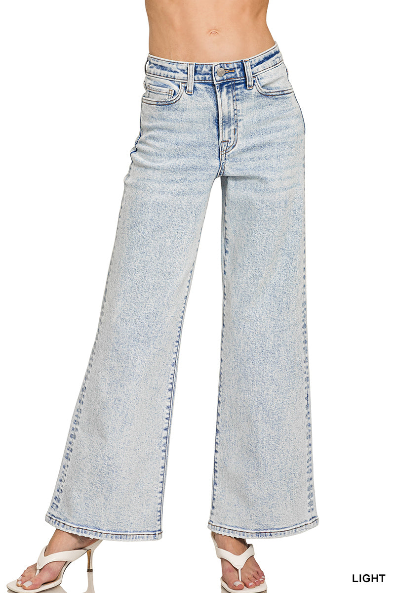 LIGHT WASH WIDE LEG DENIM PANTS