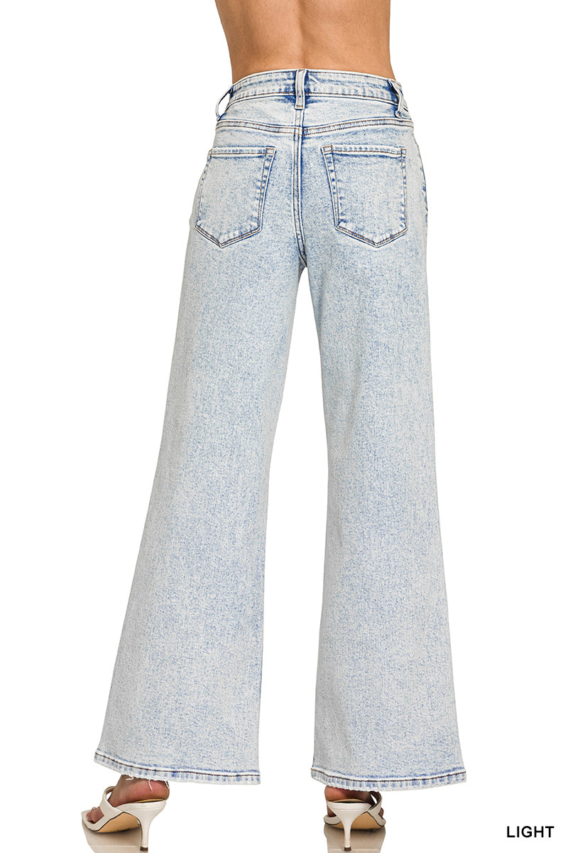 LIGHT WASH WIDE LEG DENIM PANTS