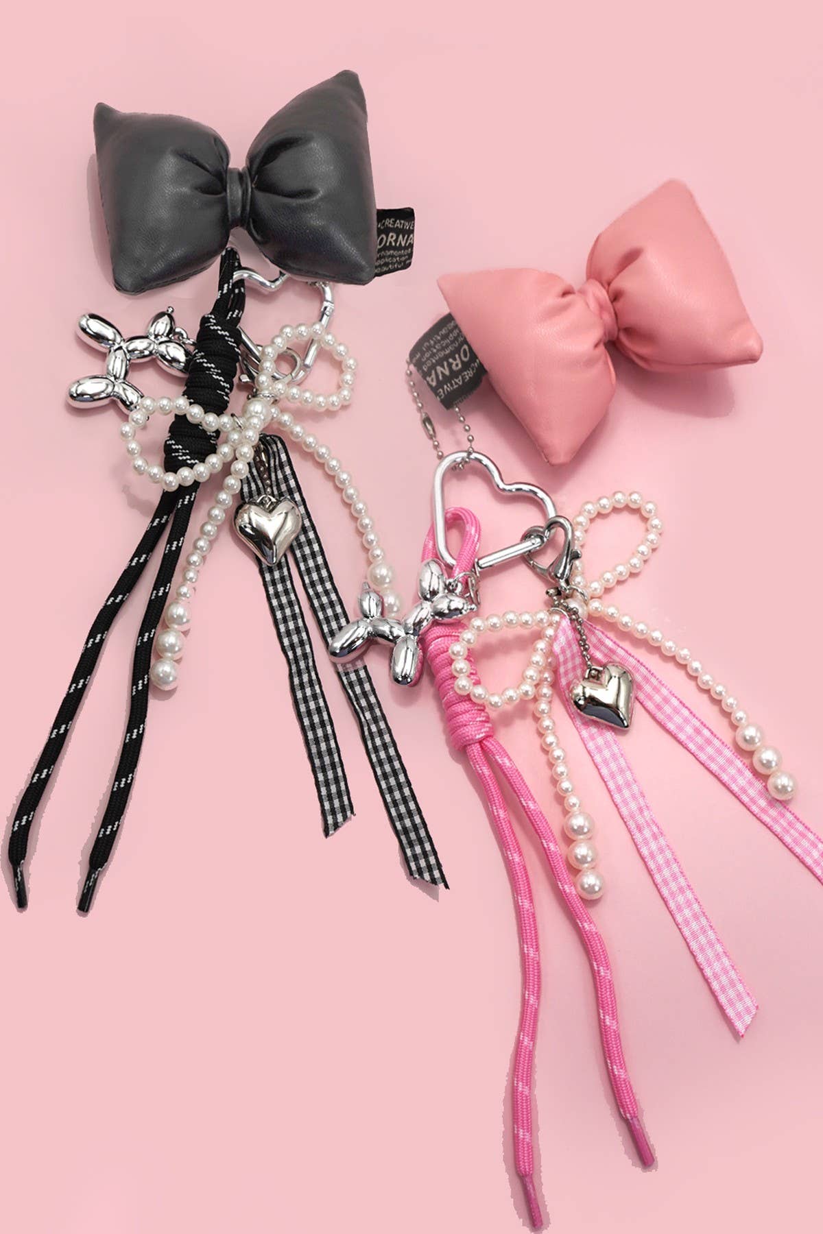TRENDING PUFFY BOW ROPE PEARL BAG CHARM KEYCHAIN