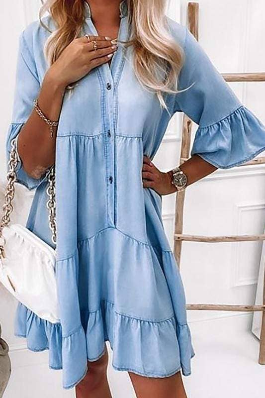 Chic dress: relaxed fit denim button down dress