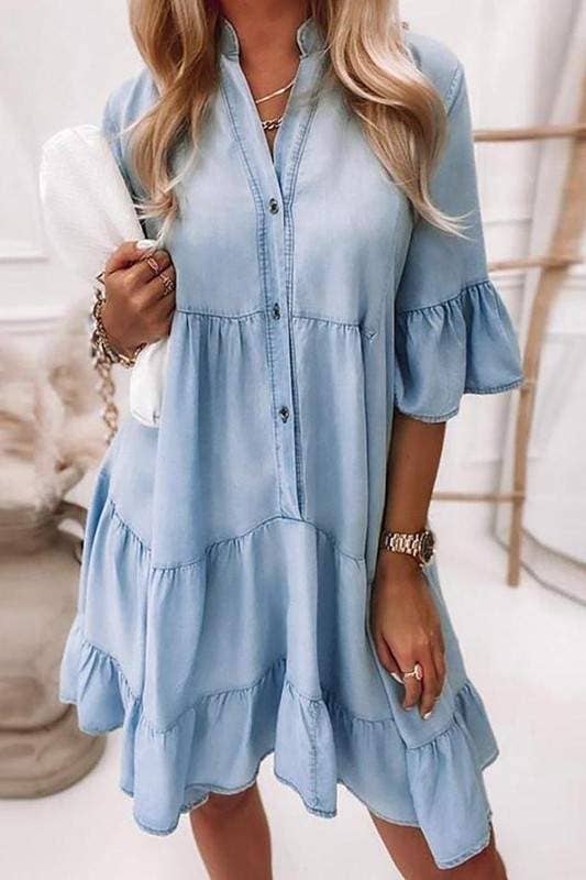 Chic dress: relaxed fit denim button down dress