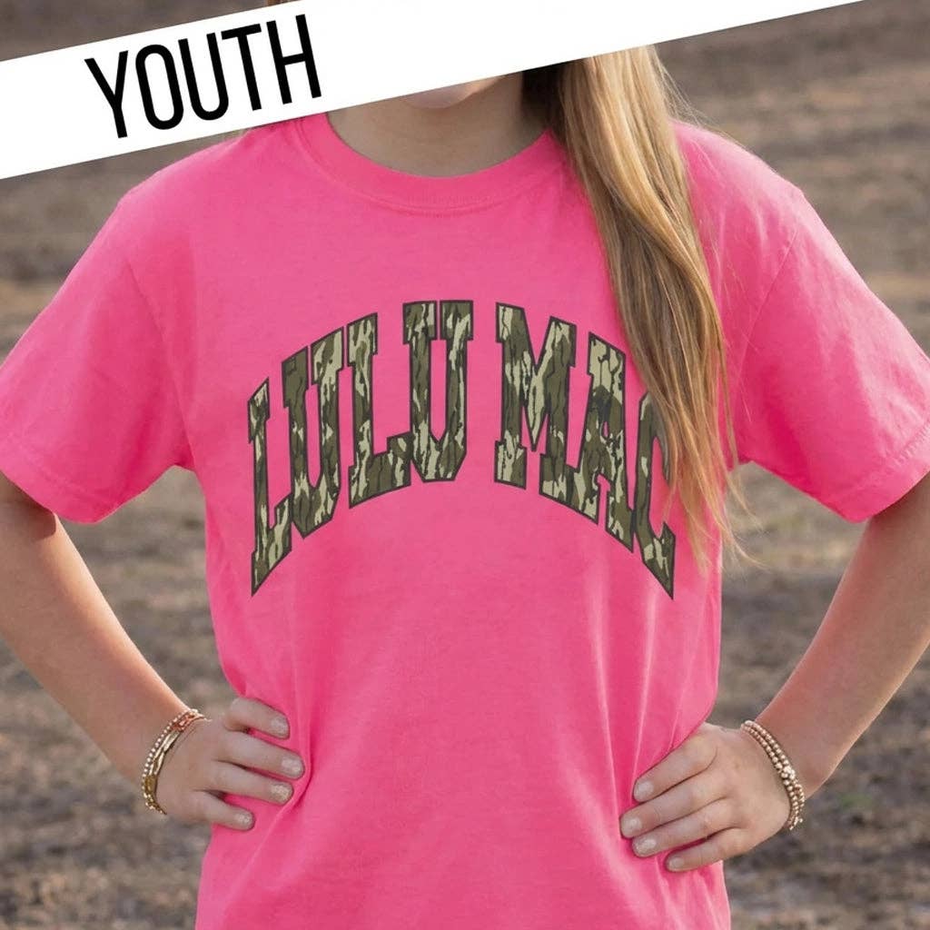 Mossy Oak Bottomland Neon Pink Youth Comfort Colors Tee