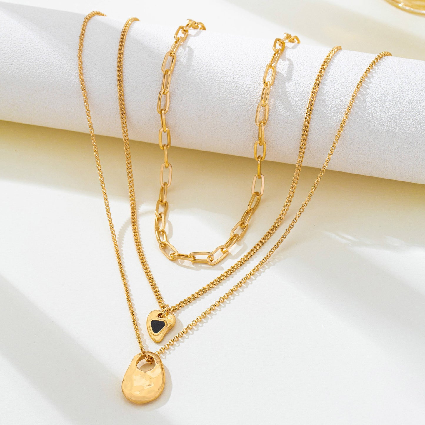 Multi-Layered Heart & Organic Drop Toggle Necklace