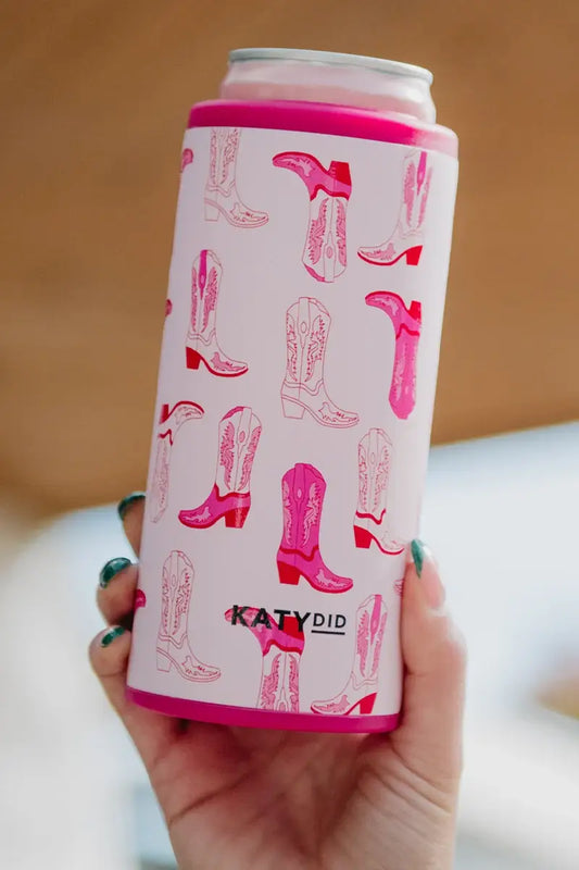 Light Pink Western Boots Can Cooler Insulator