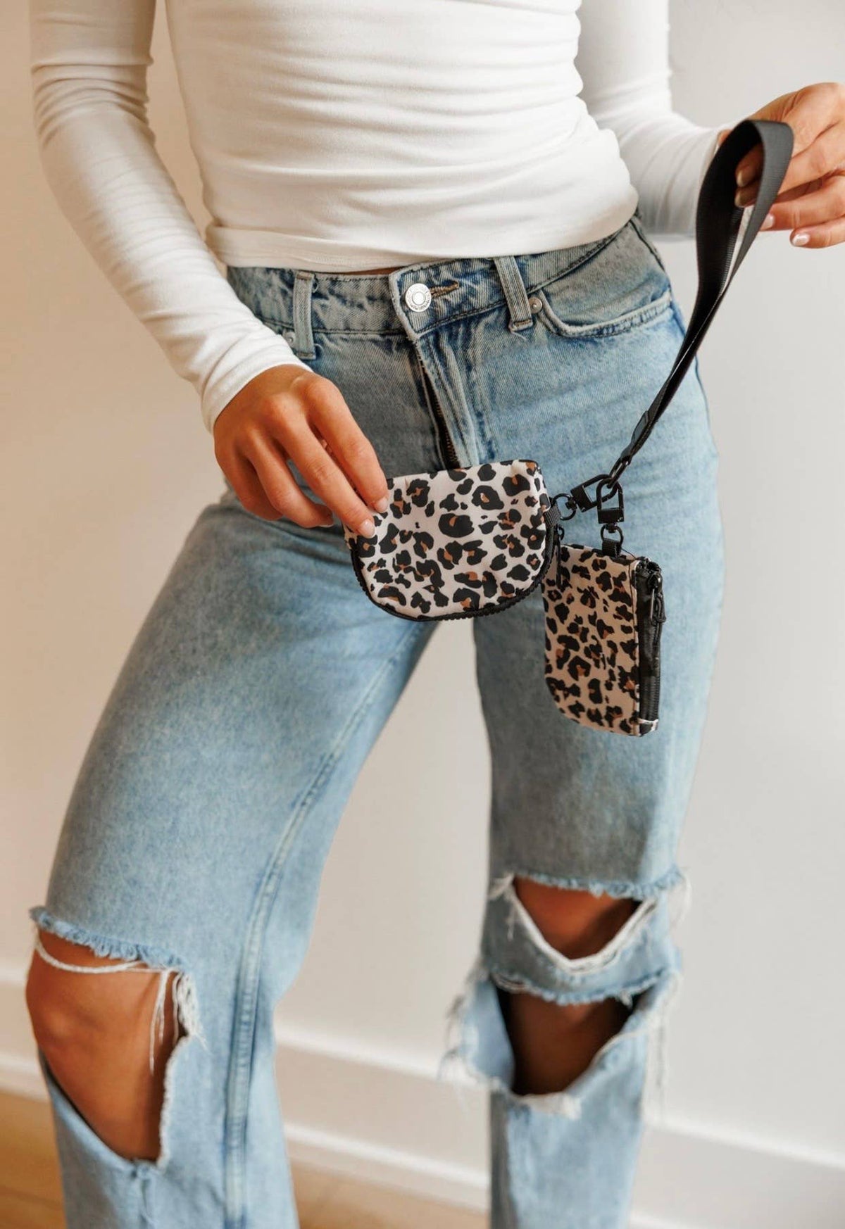 Leopard Dual Pouch Wristlet